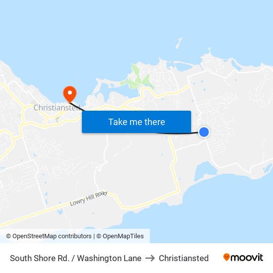 South Shore Rd.  / Washington Lane to Christiansted map