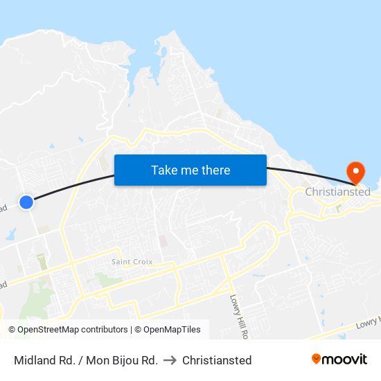 Midland Rd. / Mon Bijou Rd. to Christiansted map