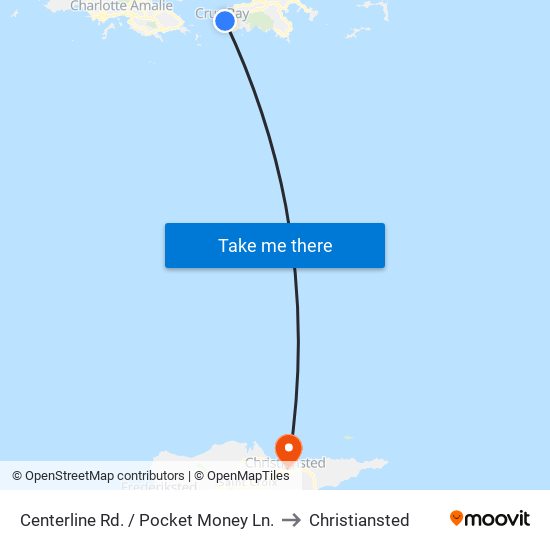 Centerline Rd. / Pocket Money Ln. to Christiansted map