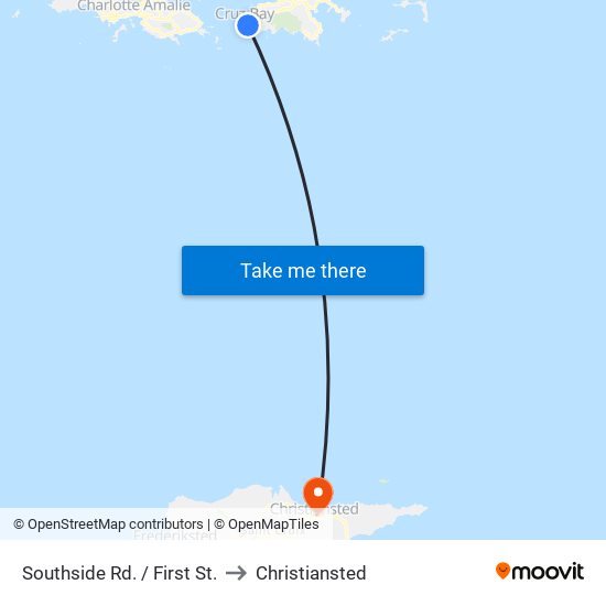 Southside Rd. / First St. to Christiansted map