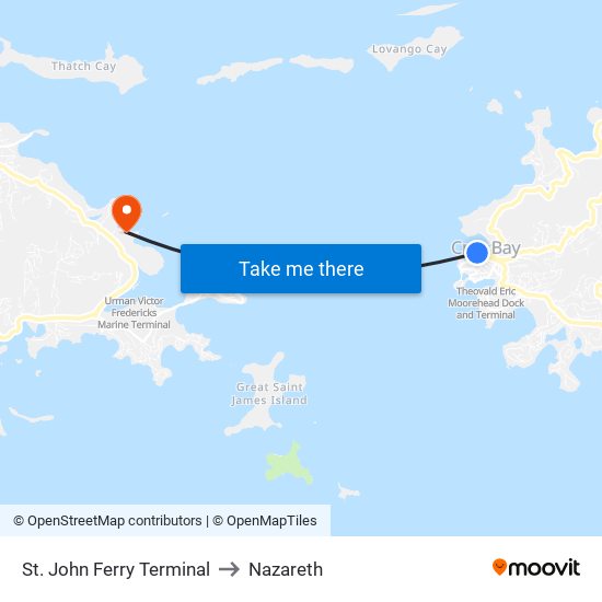 St. John Ferry Terminal to Nazareth map