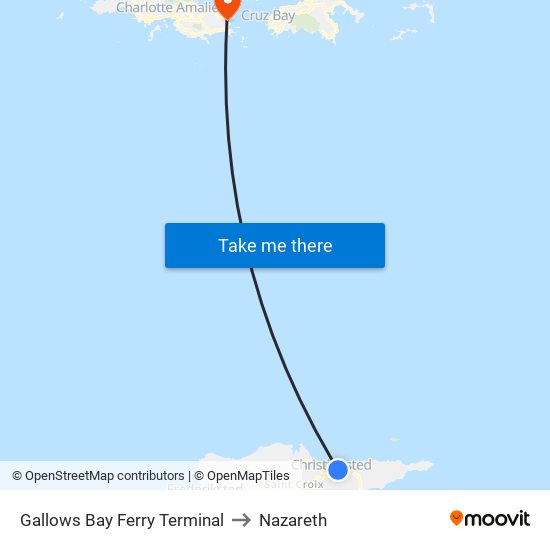 Gallows Bay Ferry Terminal to Nazareth map