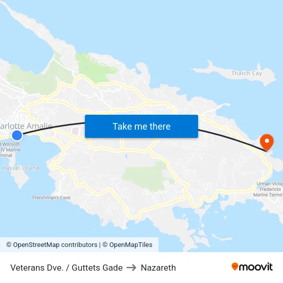 Veterans Dve. / Guttets Gade to Nazareth map