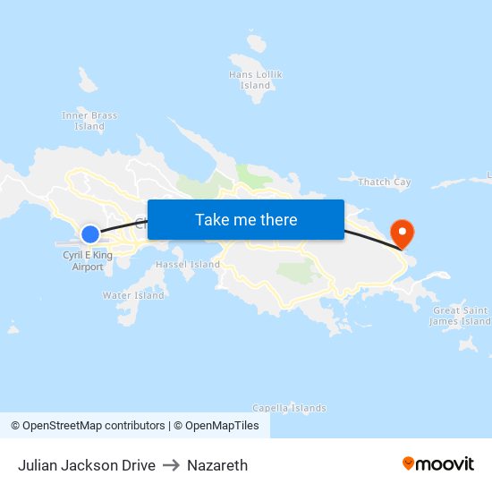 Julian Jackson Drive to Nazareth map