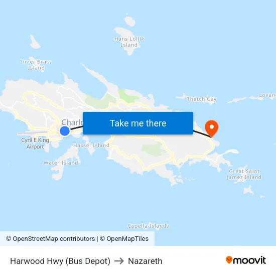 Harwood Hwy (Bus Depot) to Nazareth map