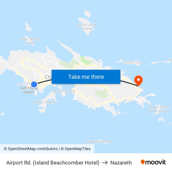 Airport Rd. (Island Beachcomber Hotel) to Nazareth map