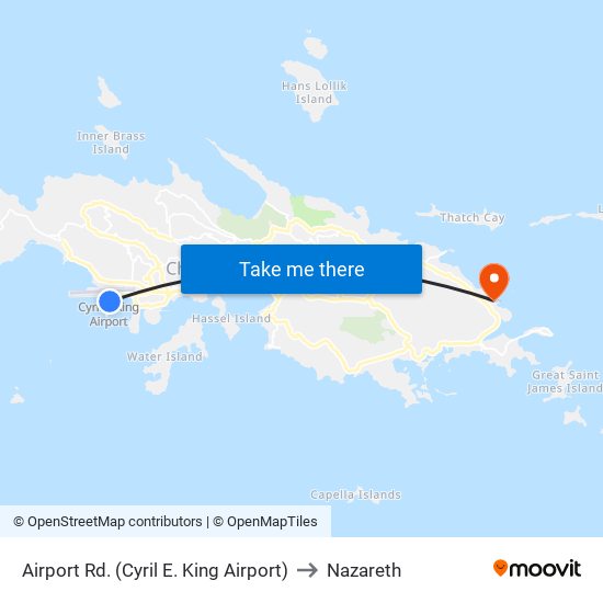 Airport Rd. (Cyril E. King Airport) to Nazareth map