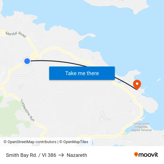 Smith Bay Rd. / VI 386 to Nazareth map