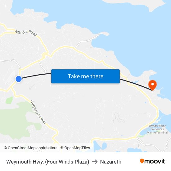 Weymouth Hwy. (Four Winds Plaza) to Nazareth map