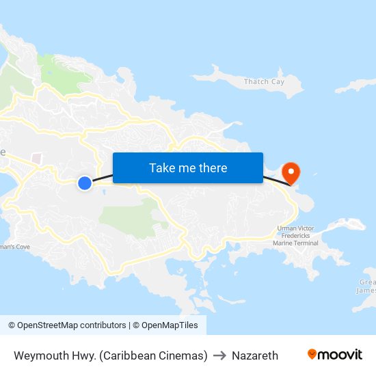 Weymouth Hwy. (Caribbean Cinemas) to Nazareth map