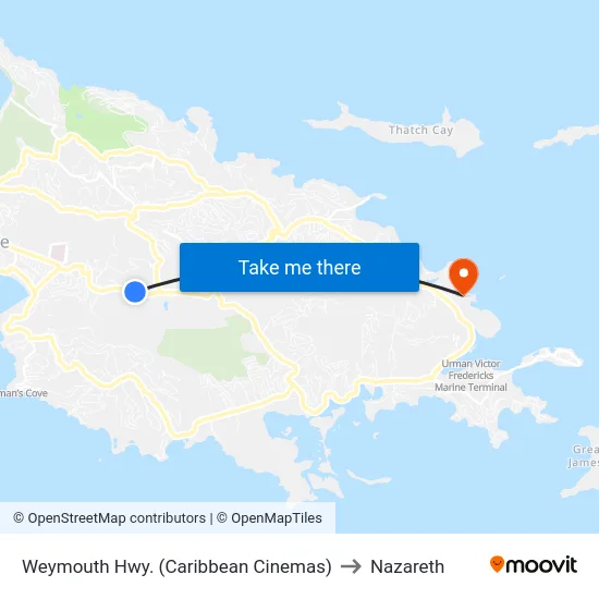 Weymouth Hwy. (Caribbean Cinemas) to Nazareth map