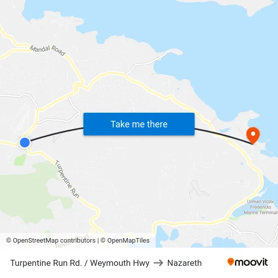 Turpentine Run Rd. / Weymouth Hwy to Nazareth map