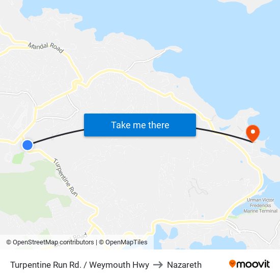 Turpentine Run Rd. / Weymouth Hwy to Nazareth map