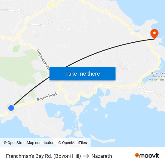 Frenchman's Bay Rd. (Bovoni Hill) to Nazareth map