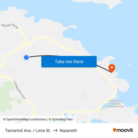 Tamarind Ave. / Lime St. to Nazareth map