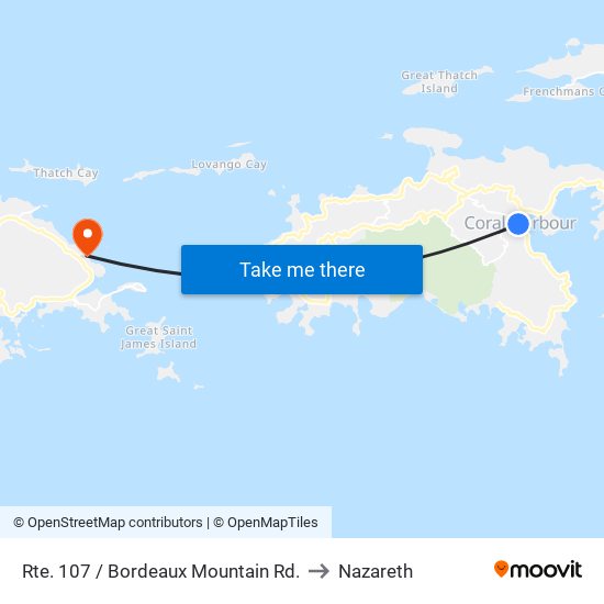 Rte. 107 / Bordeaux Mountain Rd. to Nazareth map