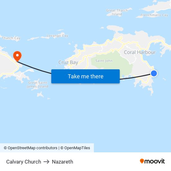 Calvary Church to Nazareth map