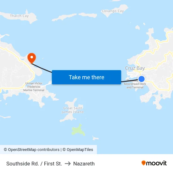 Southside Rd. / First St. to Nazareth map