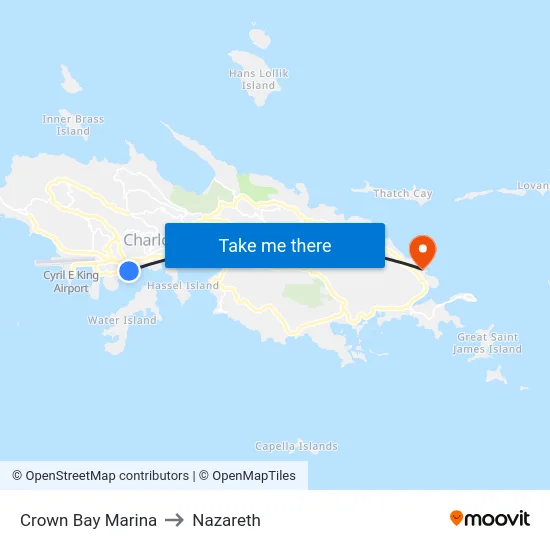 Crown Bay Marina to Nazareth map