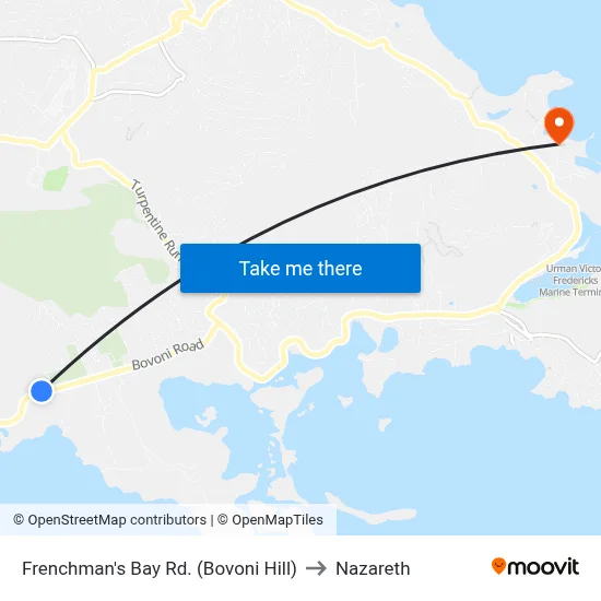 Frenchman's Bay Rd. (Bovoni Hill) to Nazareth map