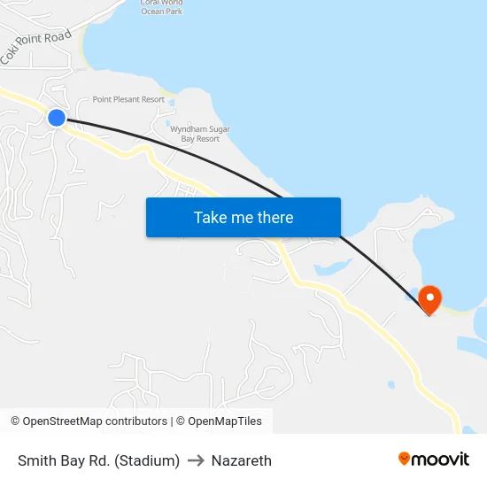 Smith Bay Rd. (Stadium) to Nazareth map