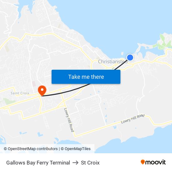 Gallows Bay Ferry Terminal to St Croix map