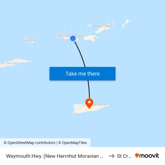 Weymouth Hwy. (New Herrnhut Moravian Mission) to St Croix map