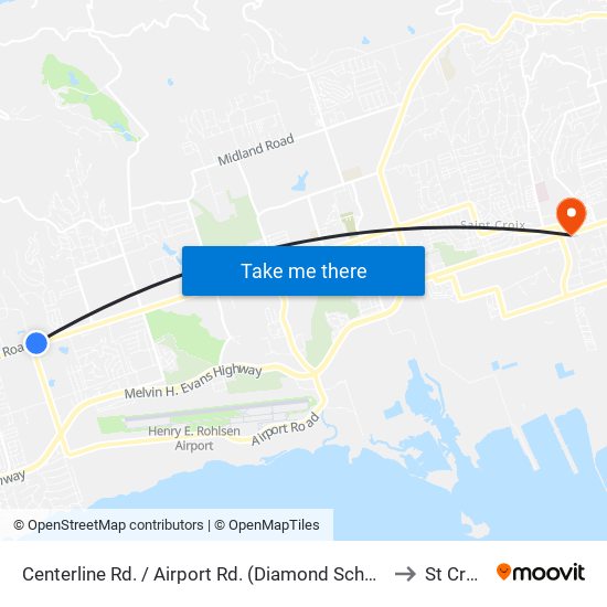 Centerline Rd. / Airport Rd. (Diamond School) to St Croix map