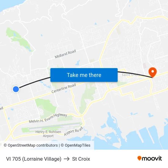 VI 705 (Lorraine Village) to St Croix map