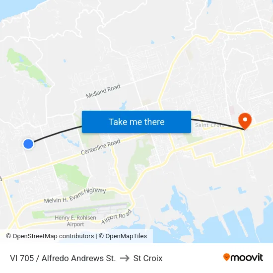 VI 705 / Alfredo Andrews St. to St Croix map