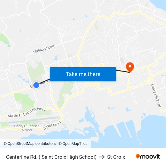 Centerline Rd. ( Saint Croix High School) to St Croix map