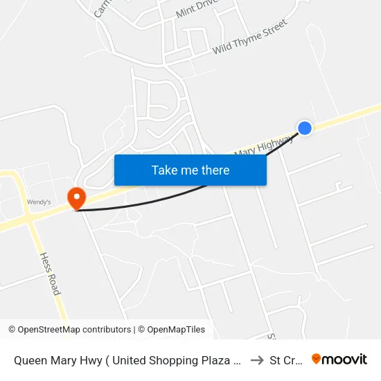 Queen Mary Hwy ( United Shopping Plaza Center) to St Croix map