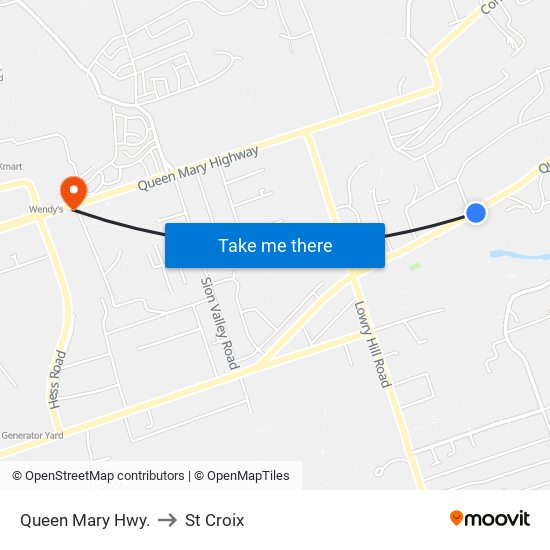 Queen Mary Hwy. to St Croix map