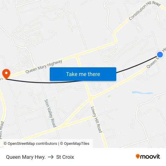 Queen Mary Hwy. to St Croix map