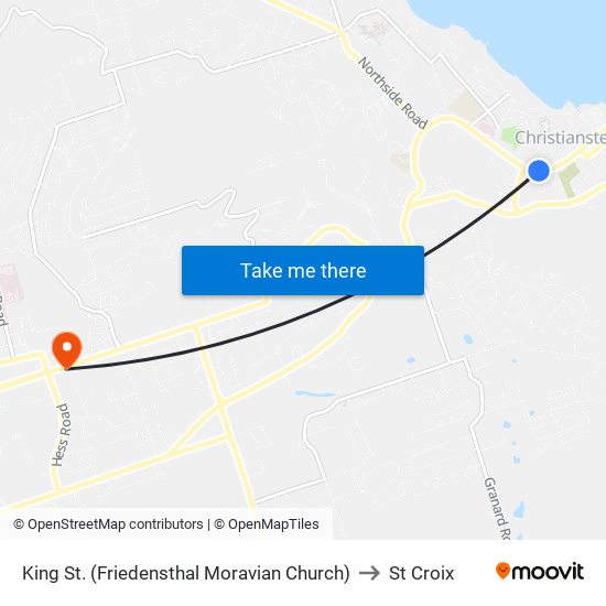 King St. (Friedensthal Moravian Church) to St Croix map