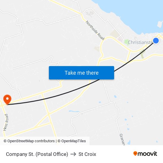 Company St. (Postal Office) to St Croix map