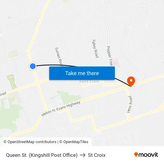 Queen St. (Kingshill Post Office) to St Croix map