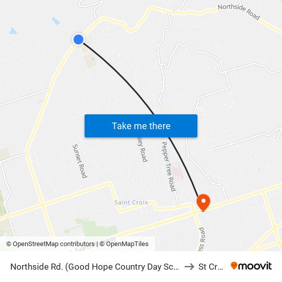 Northside Rd. (Good Hope Country Day School) to St Croix map
