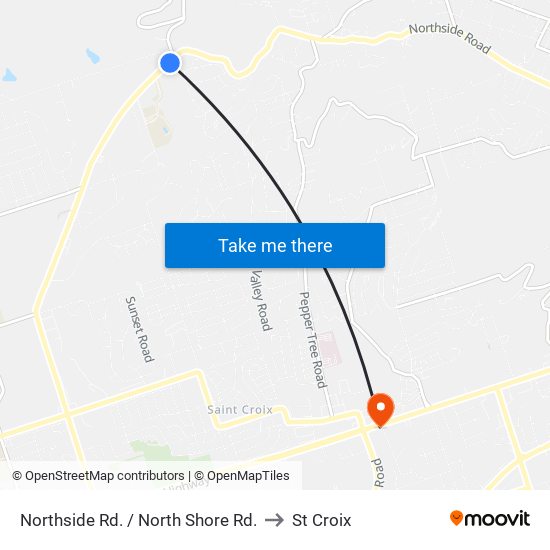 Northside Rd. / North Shore Rd. to St Croix map