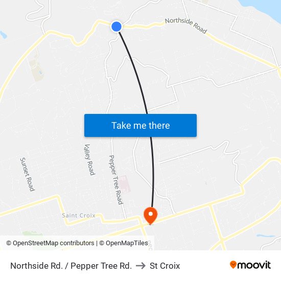 Northside Rd. / Pepper Tree Rd. to St Croix map