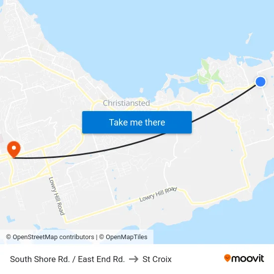 South Shore Rd. / East End Rd. to St Croix map
