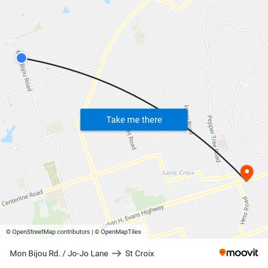 Mon Bijou Rd. / Jo-Jo Lane to St Croix map