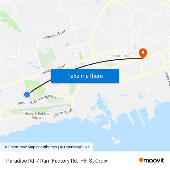 Paradise Rd. / Rum Factory Rd. to St Croix map