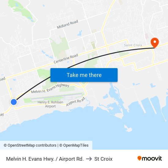 Melvin H. Evans Hwy. / Airport Rd. to St Croix map