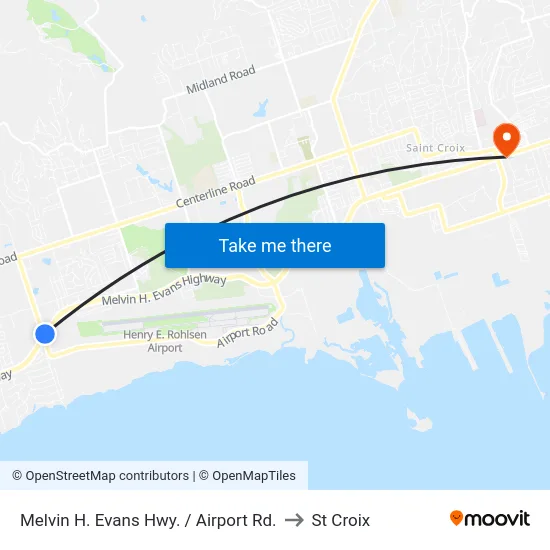 Melvin H. Evans Hwy. / Airport Rd. to St Croix map