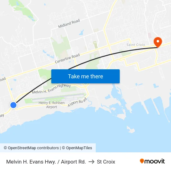 Melvin H. Evans Hwy. / Airport Rd. to St Croix map