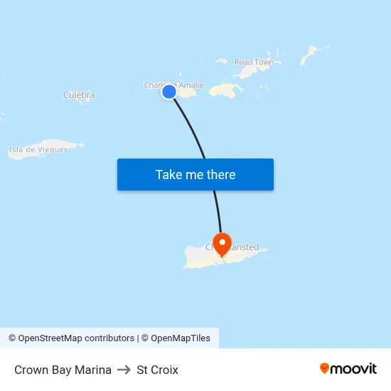 Crown Bay Marina to St Croix map