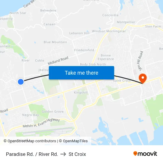 Paradise Rd. / River Rd. to St Croix map