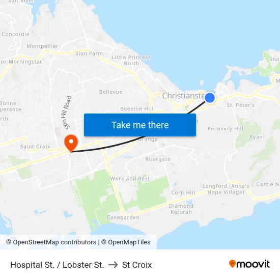Hospital St. / Lobster St. to St Croix map