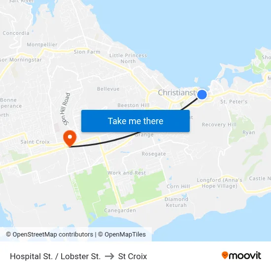 Hospital St. / Lobster St. to St Croix map